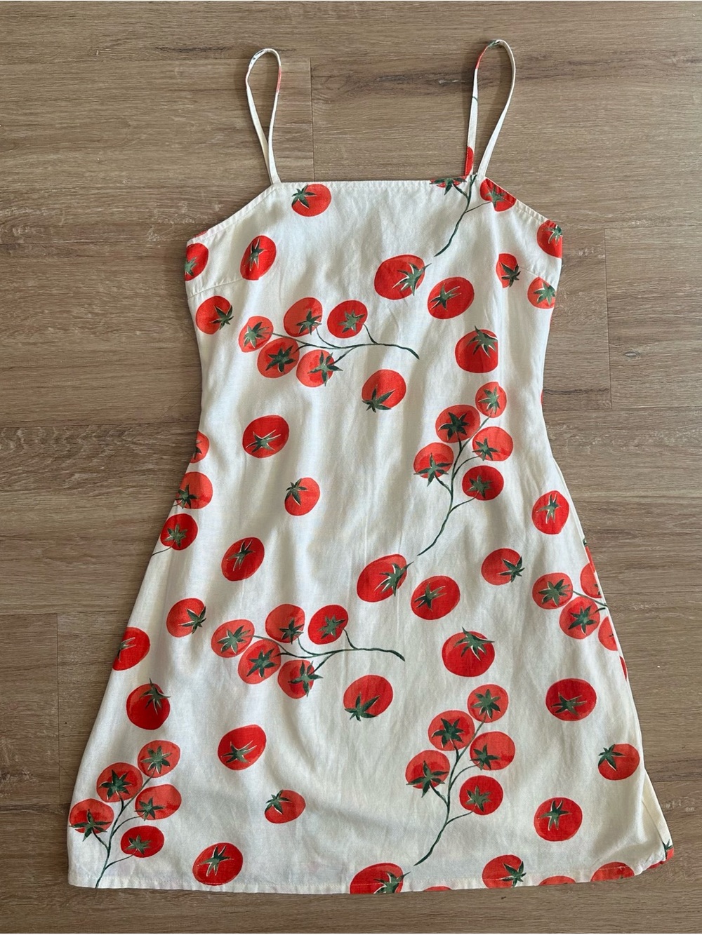 SINCERELY JULES | COTTON FLAX BLEND TOMATO PRINT MINI DRESS | SZ S EUC | SUMMER